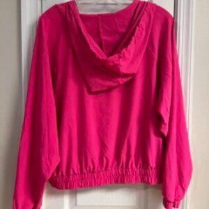 Z by Zella Interval Woven Zip Jacket Pink Flash Medium Hooded Dolman Sleeves